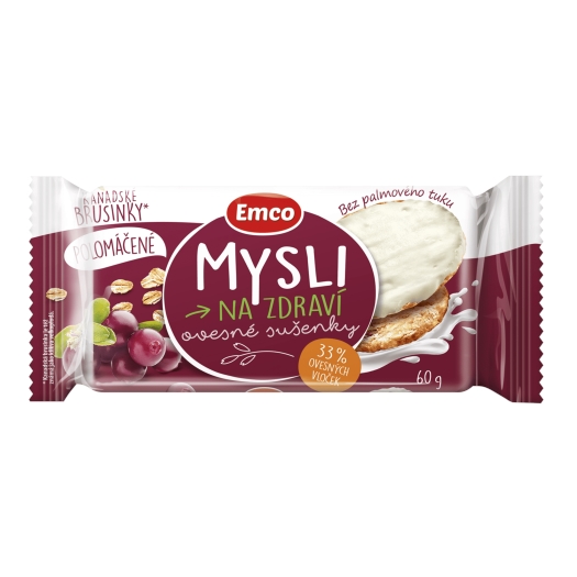 Mysli Ovesné sušenky polomáčené s brusinkou