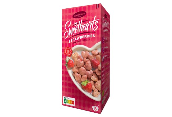 Nordcrunch Sweethearts Cereální srdíčka s jahodami 150g
