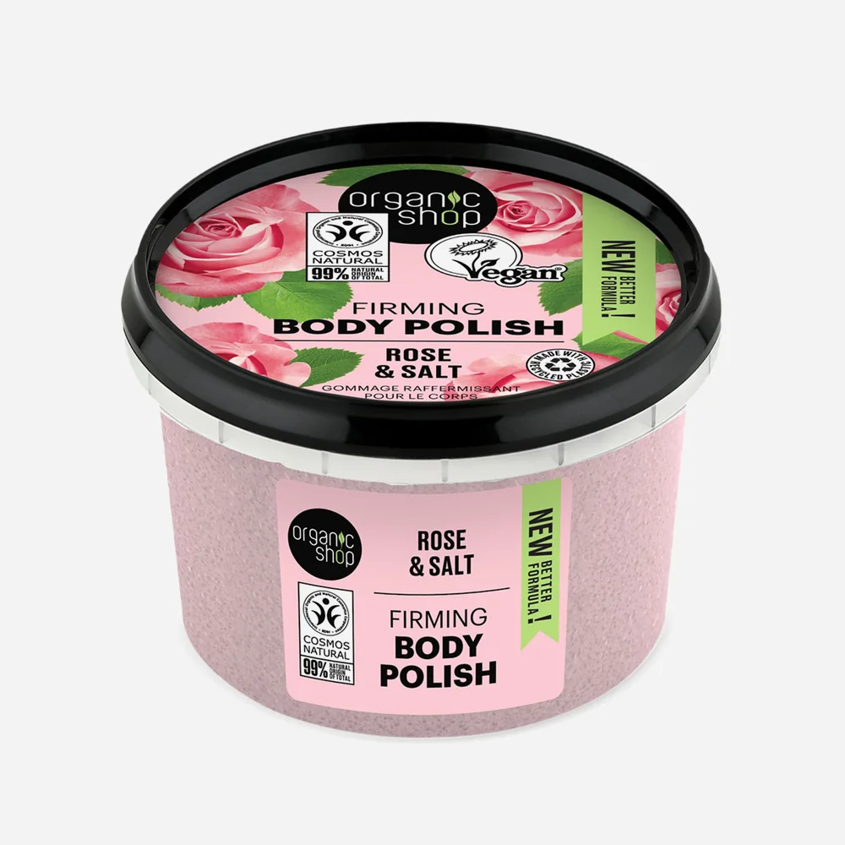 Organic Shop Spevňujúci telový peeling ruža a soľ