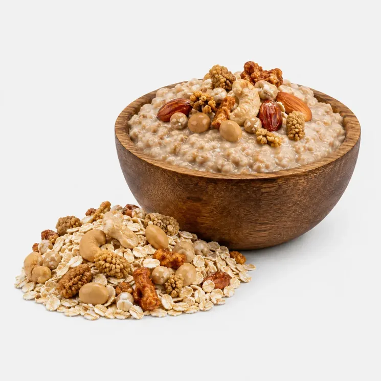 Ovesná kaše karamel a bílá moruše
