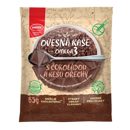 Ovesná kaše s čokoládou a kešu ořechy bez lepku