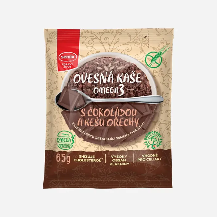 Ovesná kaše s čokoládou a kešu ořechy bez lepku