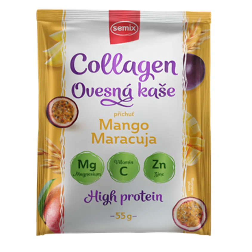 Ovesná kaše s kolagenem, s mangem a maracujou se sladidlem