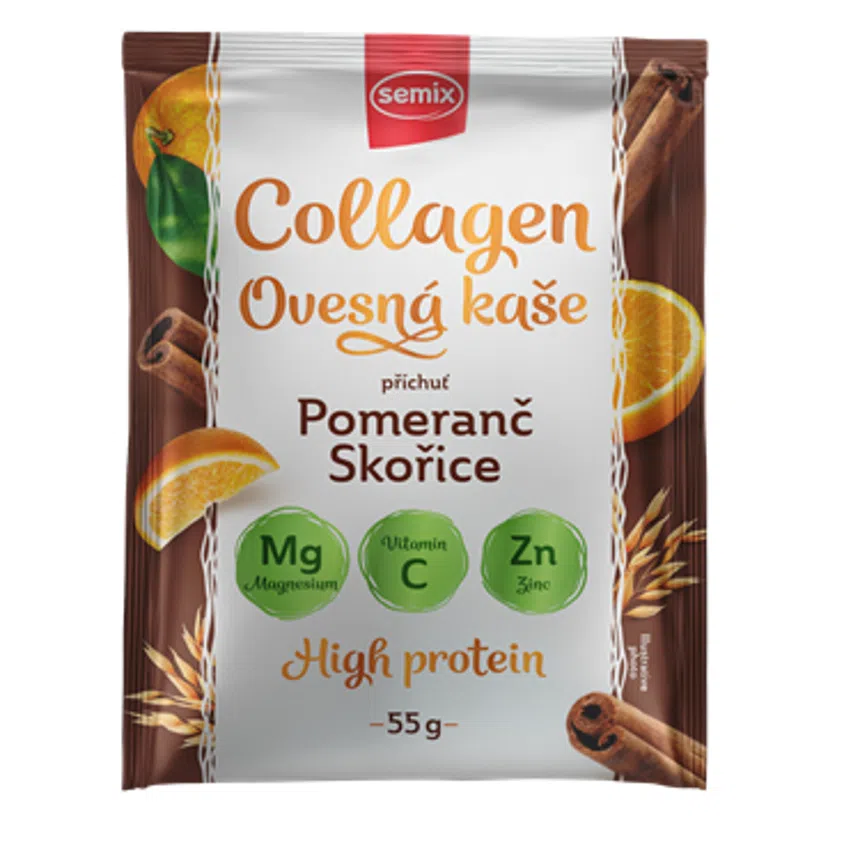 Ovesná kaše s kolagenem, s pomerančem a skořicí se sladidlem