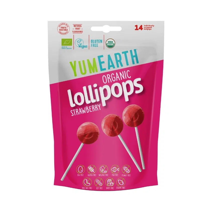 Ovocná lízátka s příchutí jahody BIO  (14 ks)