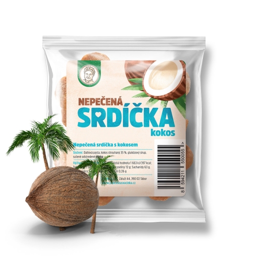 Ovocná nepečená srdíčka kokos