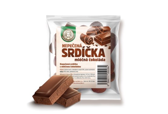 Ovocná nepečená srdíčka mléčná čokoláda