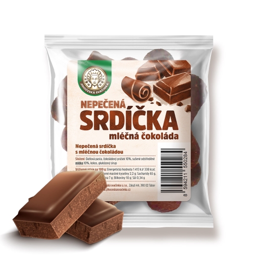 Ovocná nepečená srdíčka mléčná čokoláda