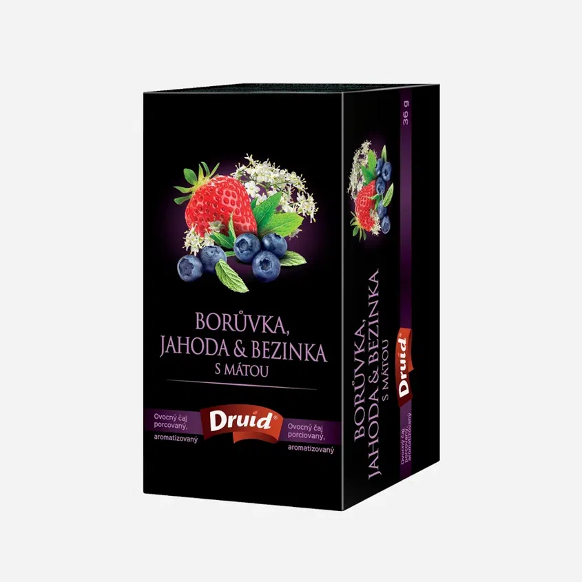 Ovocný čaj borůvka, jahoda a bezinka s mátou