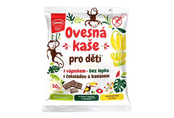 Ovsená kaša pre deti s čokoládou a banánom bez lepku