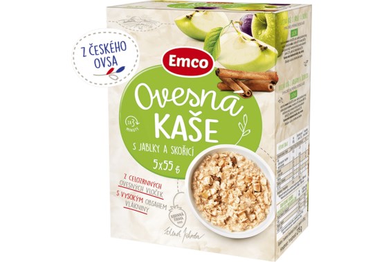Ovsená kaša s jablkami a škoricou 5x55 g