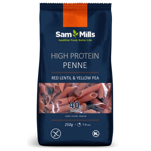 Penne z červené čočky a žlutého hrachu (40% proteinu)