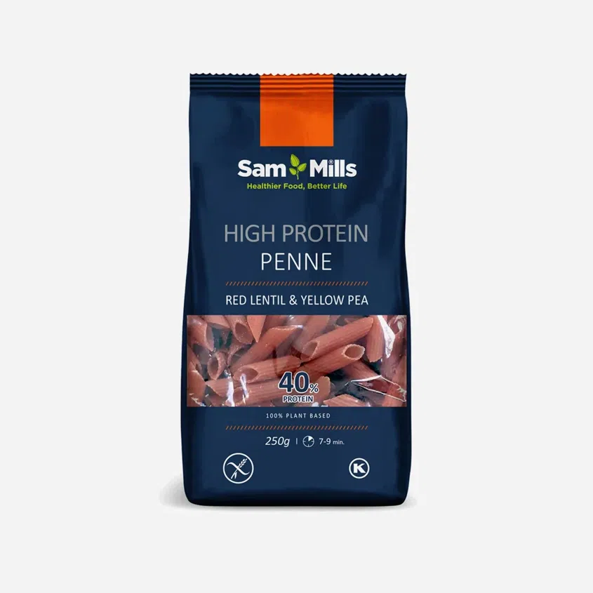 Penne z červené čočky a žlutého hrachu (40% proteinu)