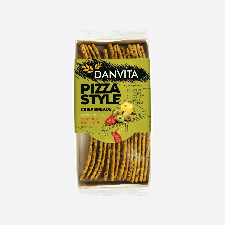 Pizza Style křehký chléb se sušenými rajčaty a olivami