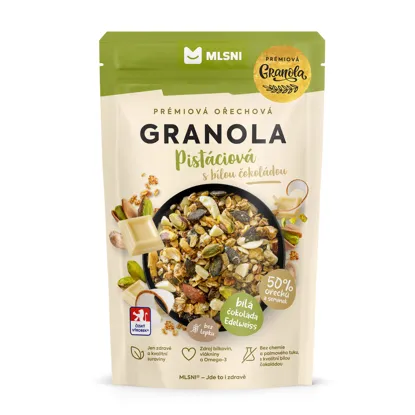 Prémiová granola Pistáciová s bílou čokoládou