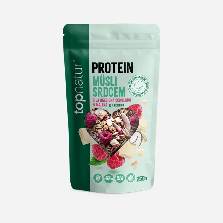 Protein Müsli srdcem Malina & Bílá čokoláda