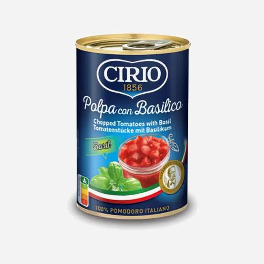 Rajčata loupaná krájená s bazalkou