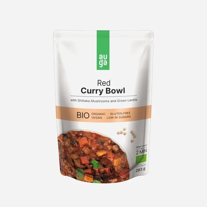 Red curry bowl –  s červeným kari kořením, houbami shiitake a zelenou čočkou BIO