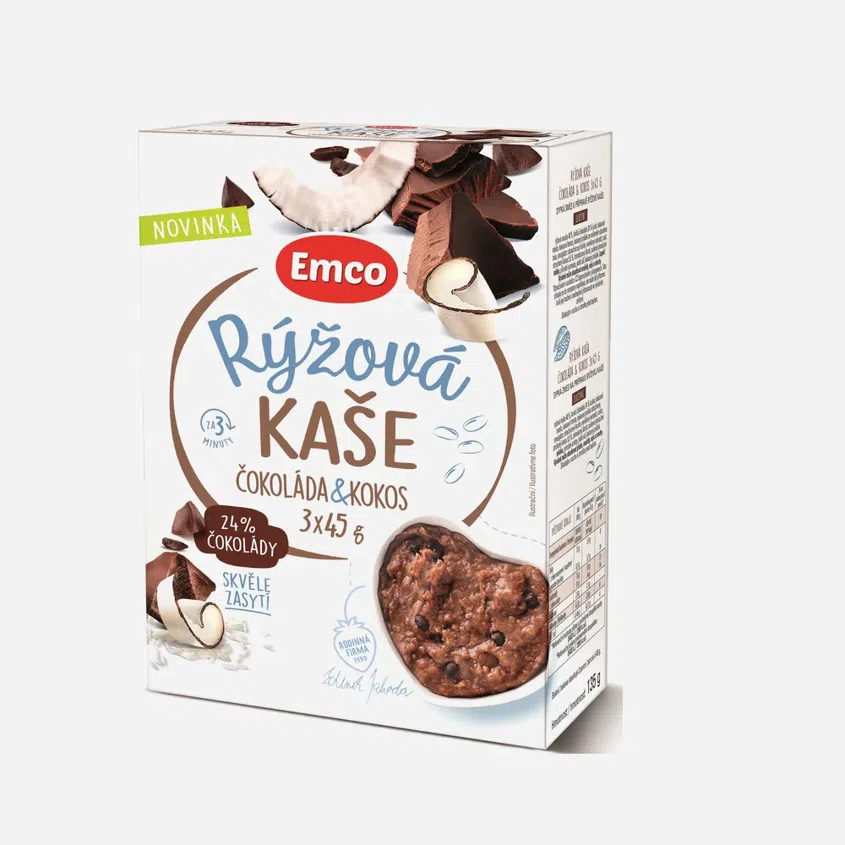 Rýžová kaše čokoláda a kokos 3x45 g