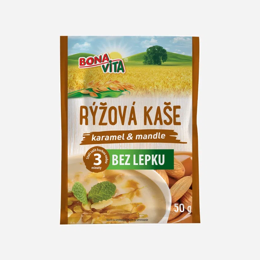 Rýžová kaše karamel a mandle bez lepku