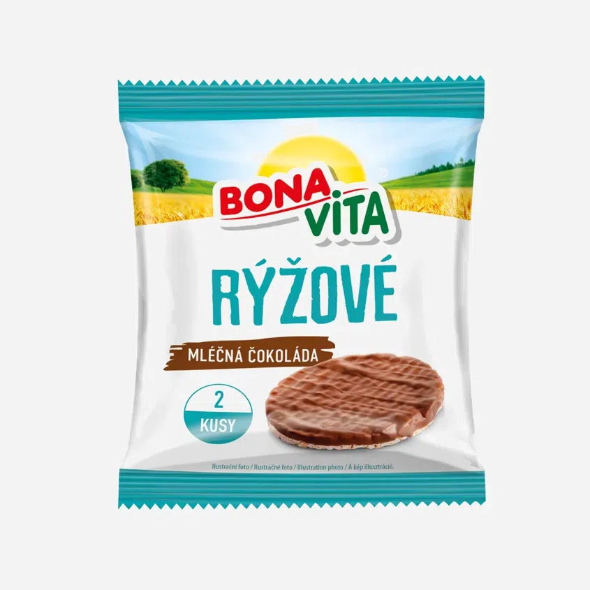 Rýžové chlebíčky mléčná čokoláda 2 ks