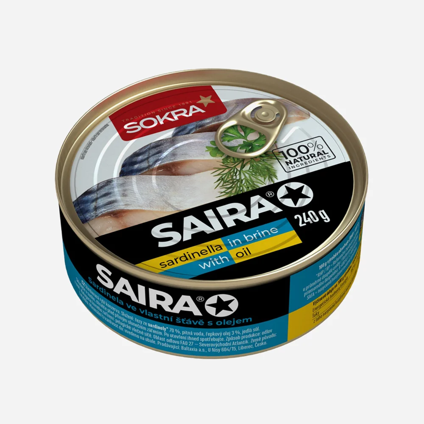 Saira Sardinela ve vlastní šťávě s přídavkem oleje