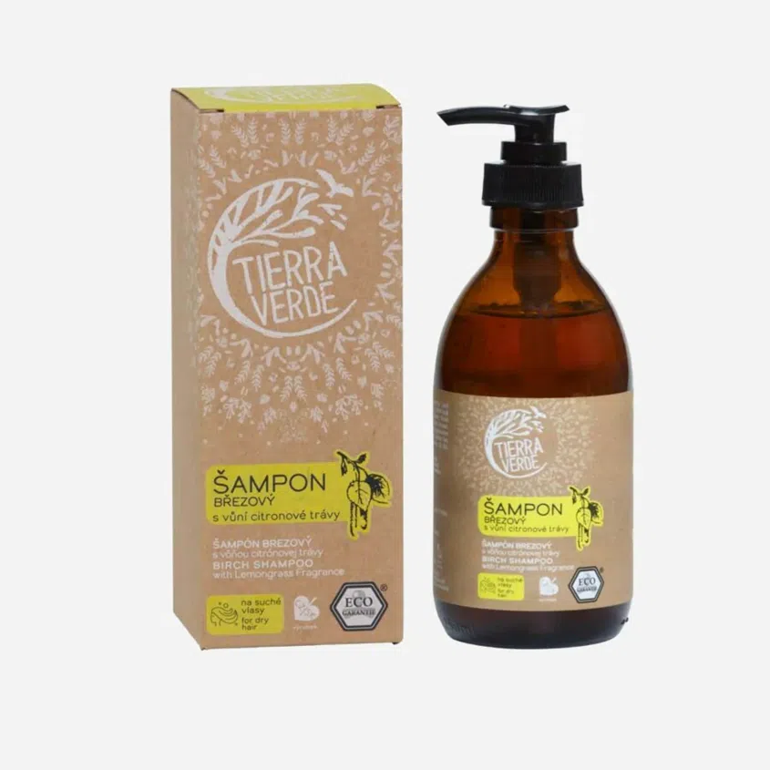 Šampon březový s vůní citronové trávy  (skleněná lahvička)