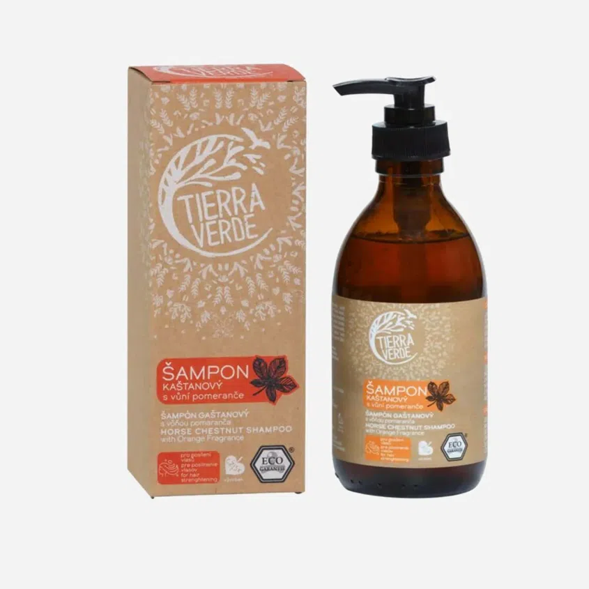 Šampon kaštanový s vůní pomeranče 230ml (skleněná lahvička)
