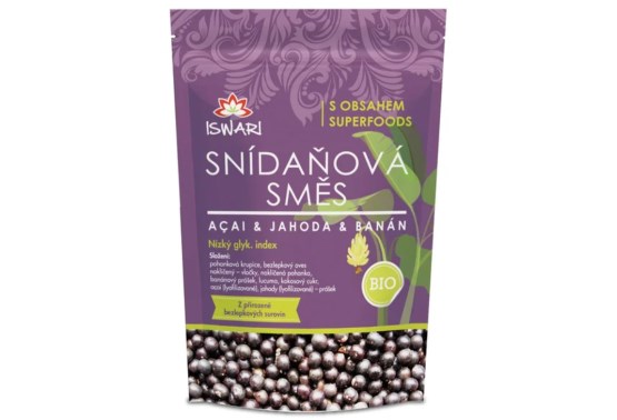 Snídaňová směs acaí, jahoda a banán BIO