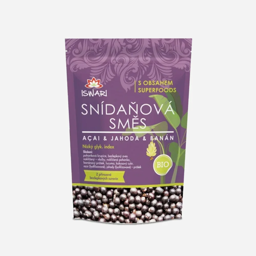 Snídaňová směs acaí, jahoda a banán BIO