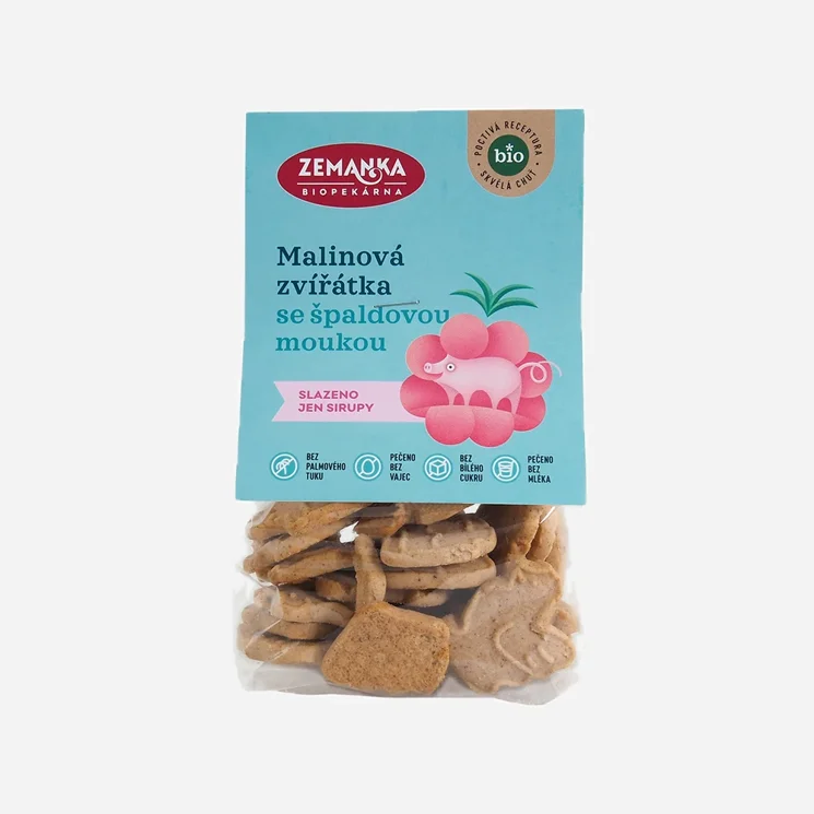 Špaldová malinová zvířátka BIO
