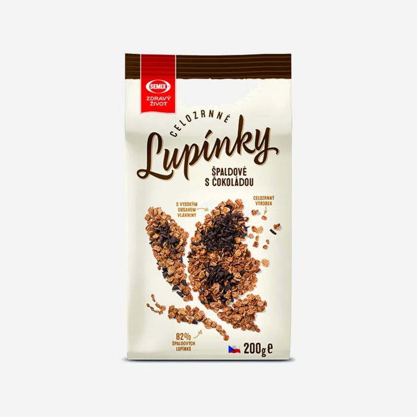 Špaldové celozrnné lupínky s čokoládou