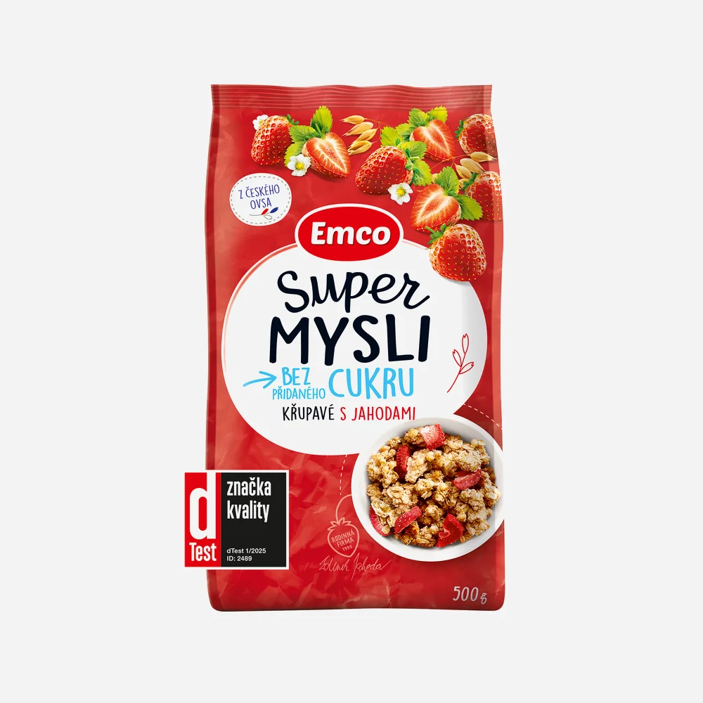 Super mysli křupavé s jahodami