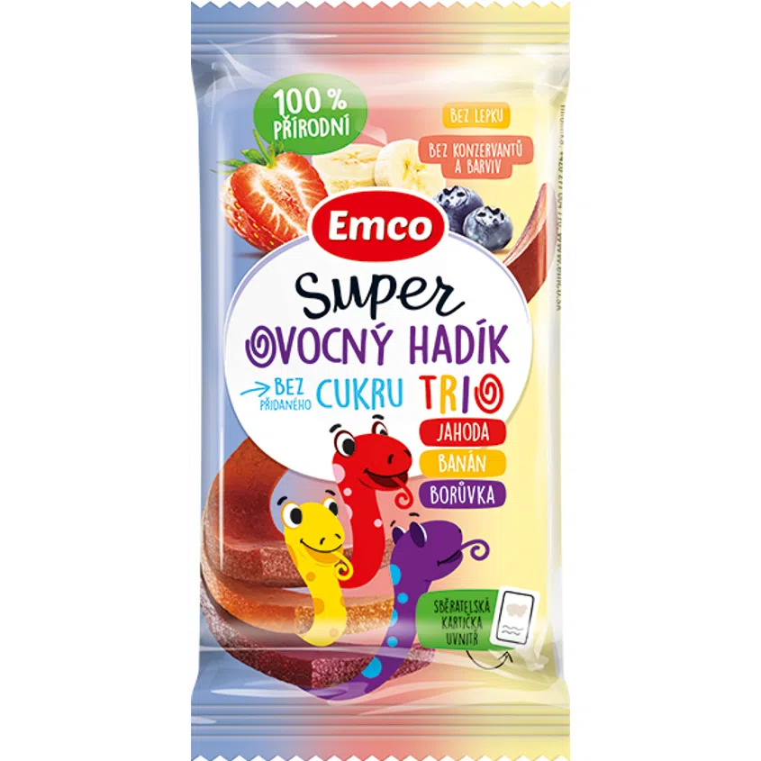 Super ovocný hadík Trio jahoda, banán a borůvka