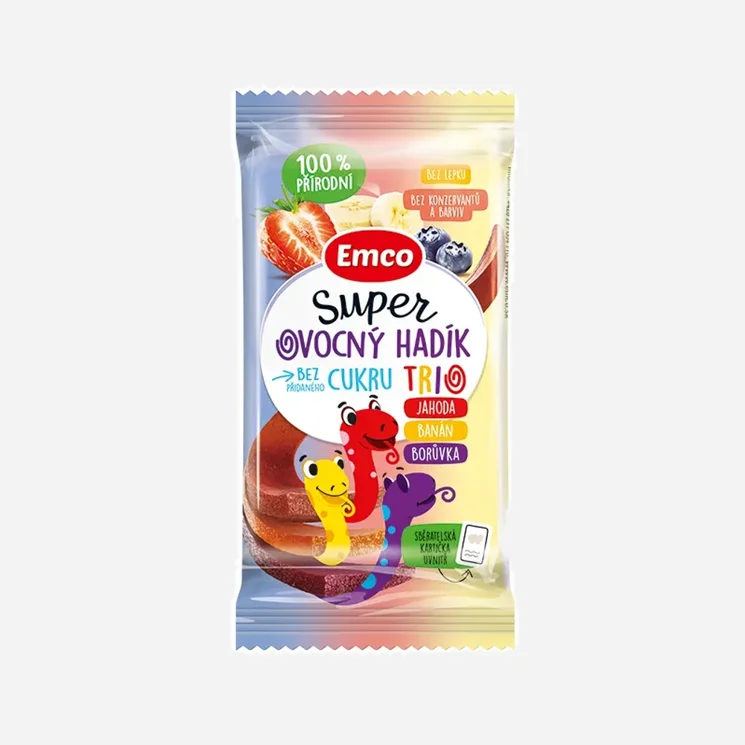 Super ovocný hadík Trio jahoda, banán a borůvka