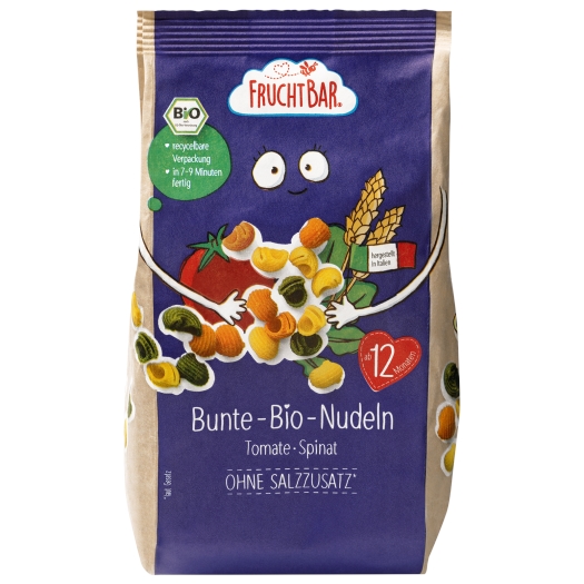 Těstoviny s příchutí rajčat a špenátu BIO