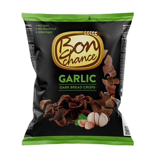 Tmavé chlebové chipsy s česnekem