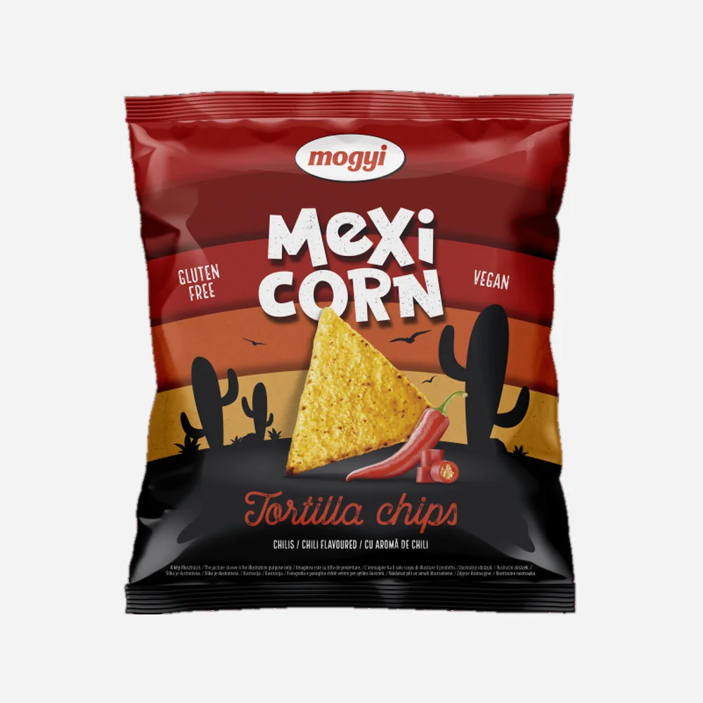 Tortilla chips kukuričný snack s príchuťou chilli