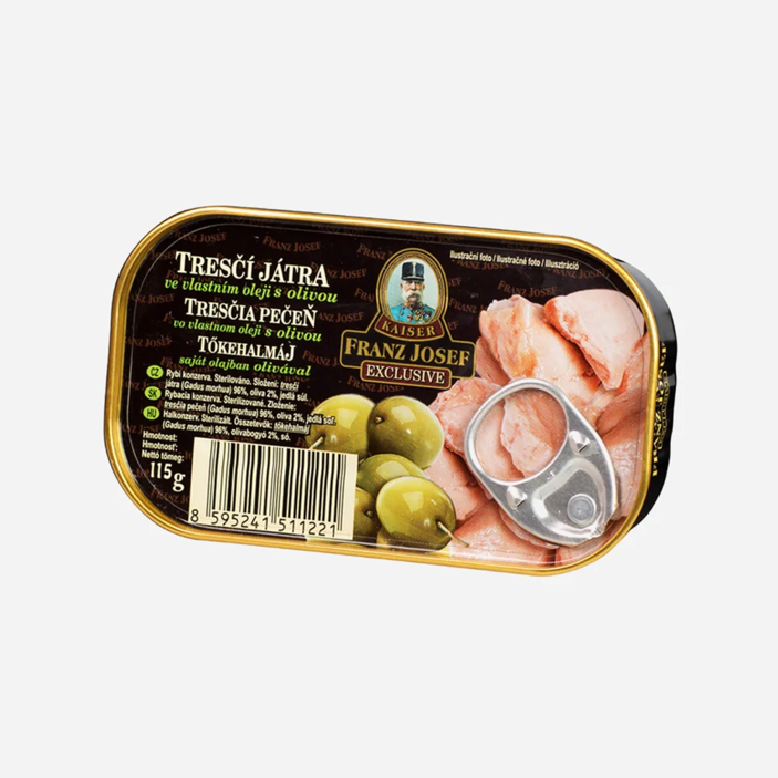 Tresčí játra ve vlastním oleji s olivou