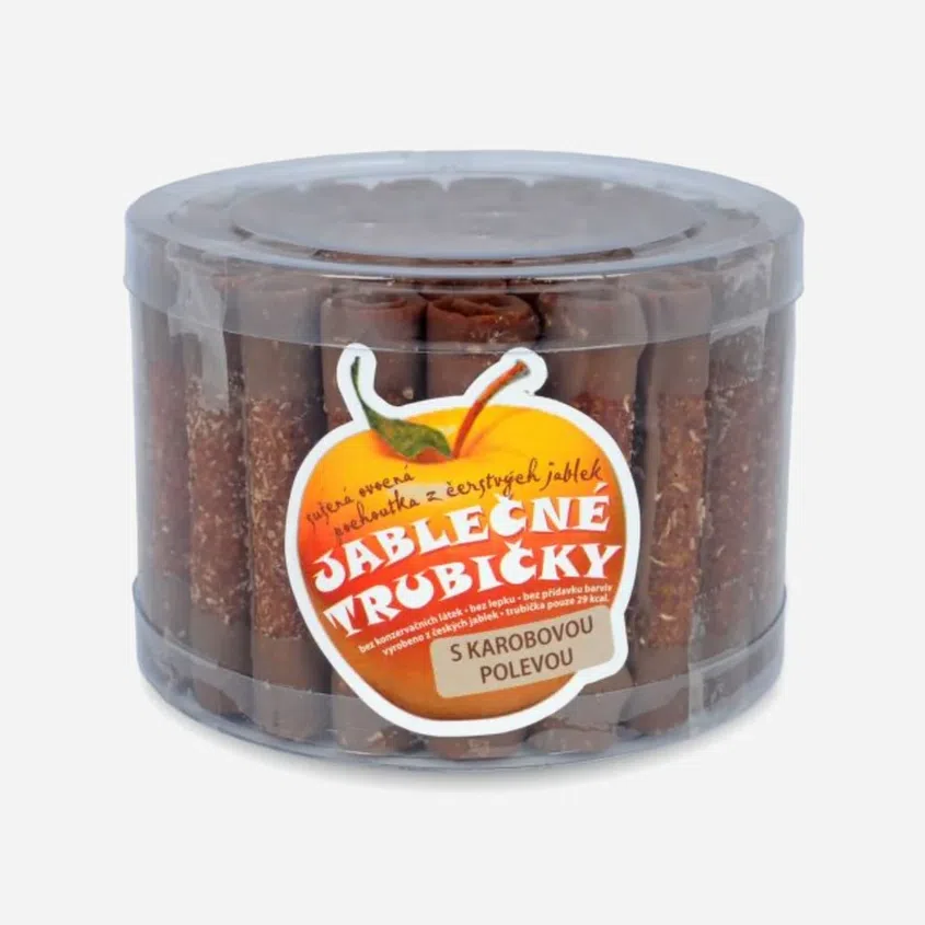 Trubičky jablečné s karobem dóza