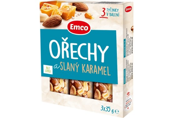 Tyčinka s orechmi a slaným karamelom 3x 35 g