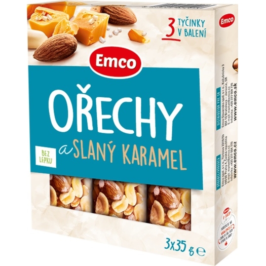 Tyčinka s ořechy a slaným karamelem 3x 35 g 1616080