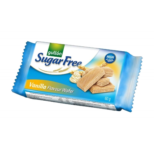 Vanilla wafer plněné krémem (70 %) s vanilkovou příchutí, bez cukru, s vlákninou