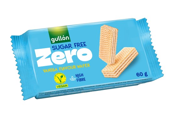 Vanilla wafer plněné krémem (70 %) s vanilkovou příchutí, bez cukru, s vlákninou
