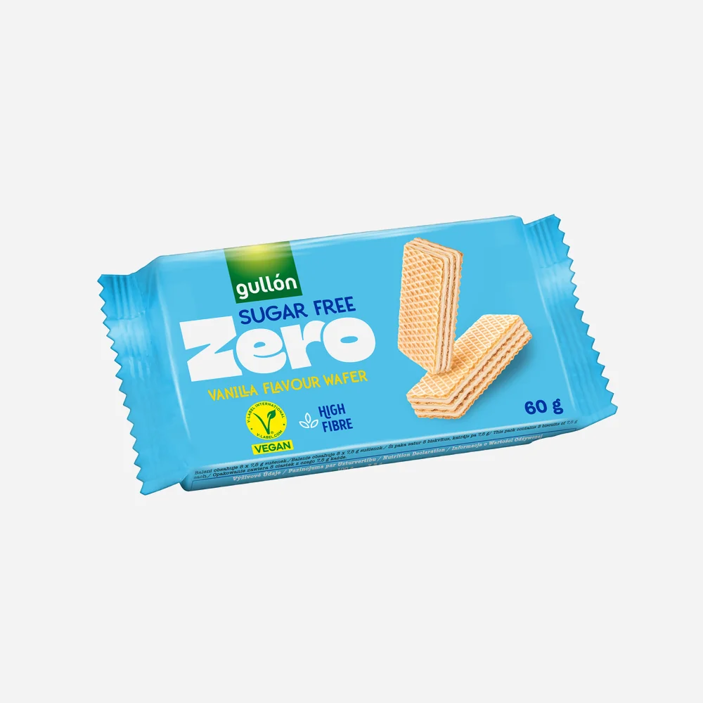 Vanilla wafer plněné krémem (70 %) s vanilkovou příchutí, bez cukru, s vlákninou