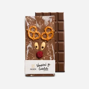 Vánoční čokoláda se sobem - mléčná - poškozený produkt
