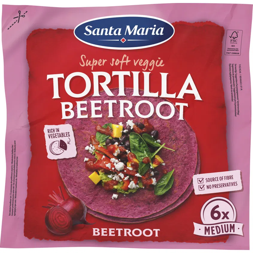 Veggie tortilla červená řepa