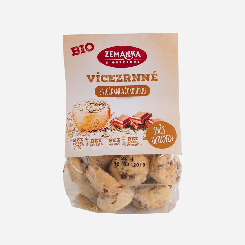 Vícezrnné sušenky s vločkami a čokoládou BIO