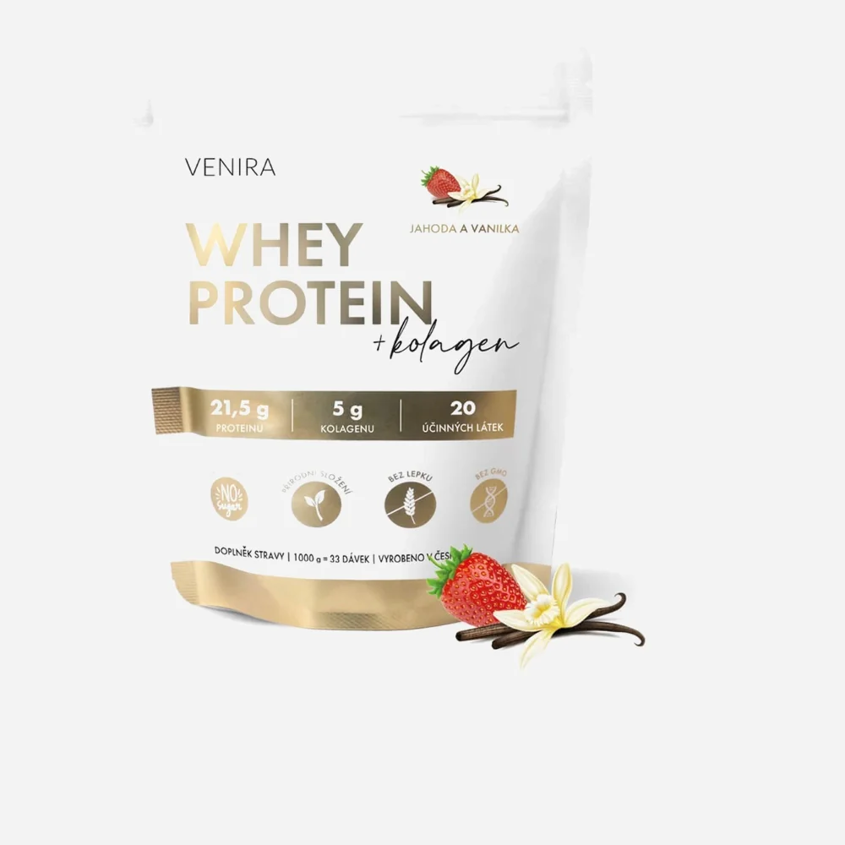 Whey protein příchuť jahoda a vanilka