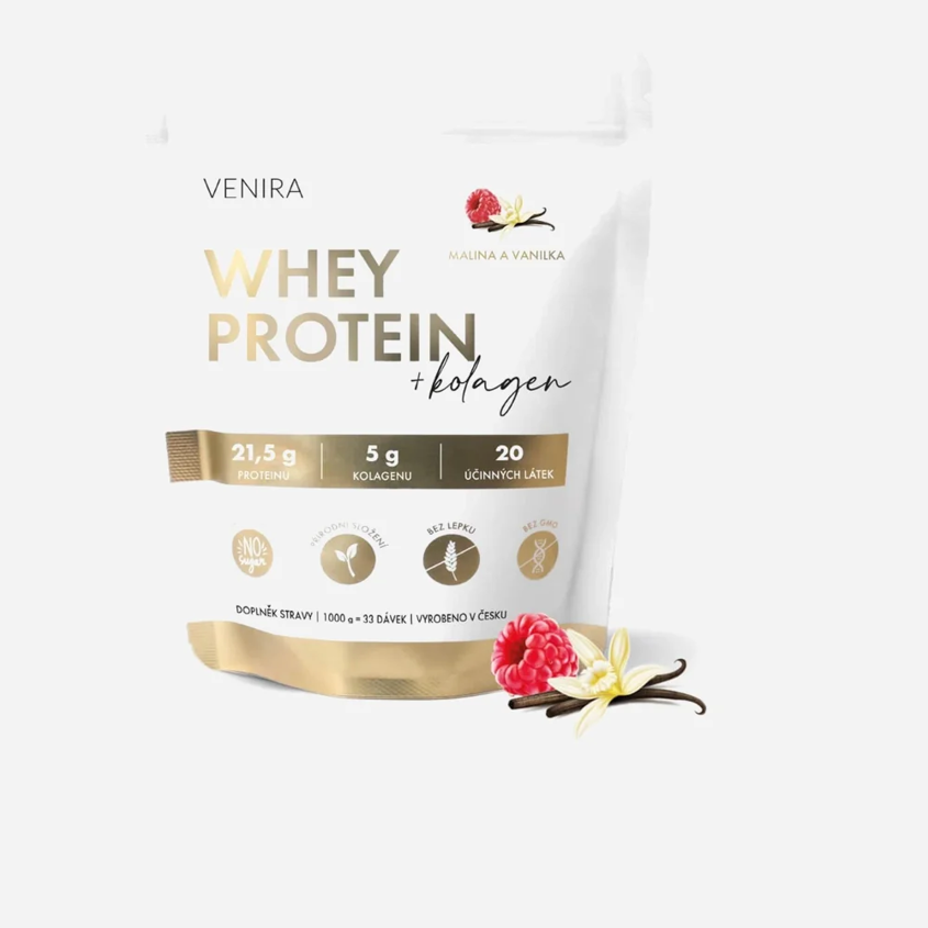 Whey protein príchuť malina a vanilka